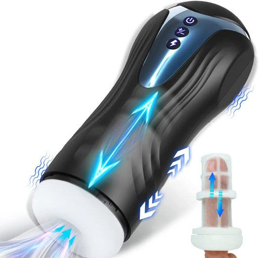 Automatic Thrusting Male Masturbator Sex Toy, MXUXEN Pocket Pussy with Realistic Sleeve Blowjob Stroker Masturbators with 7 Thrusting 7 Vibrating Modes, Adult Sex Toys & Games for Men Pleasure