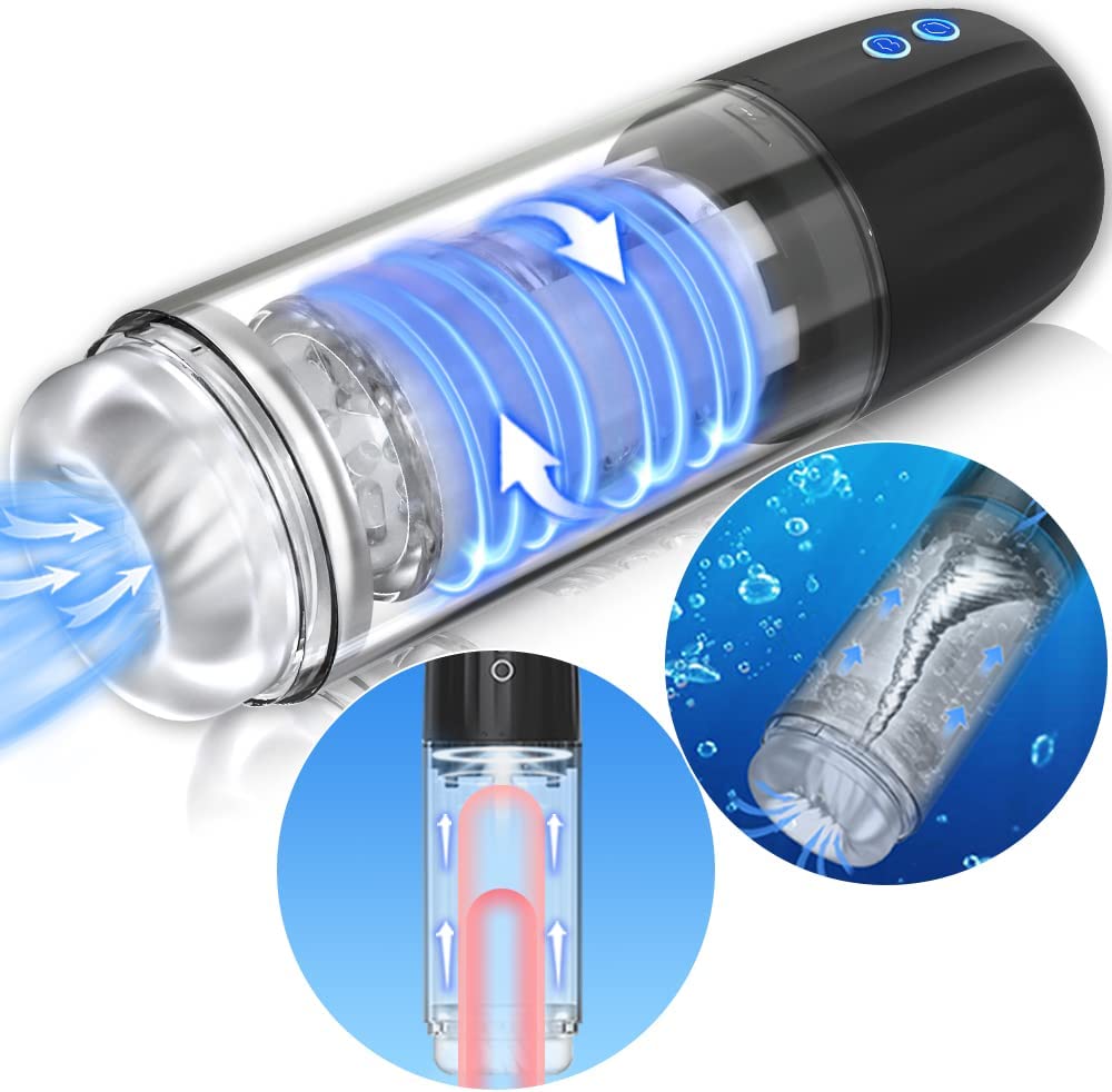 2 in 1 Automatic Male Masturbator Cup Penis Pump Enlargement, MXUXEN Fully Waterproof Male Masturbators Sex Toy Pocket Pussy with 7 Sucking Rotating,Blowjob Machine Stroker Adult Male Sex Toys for Men