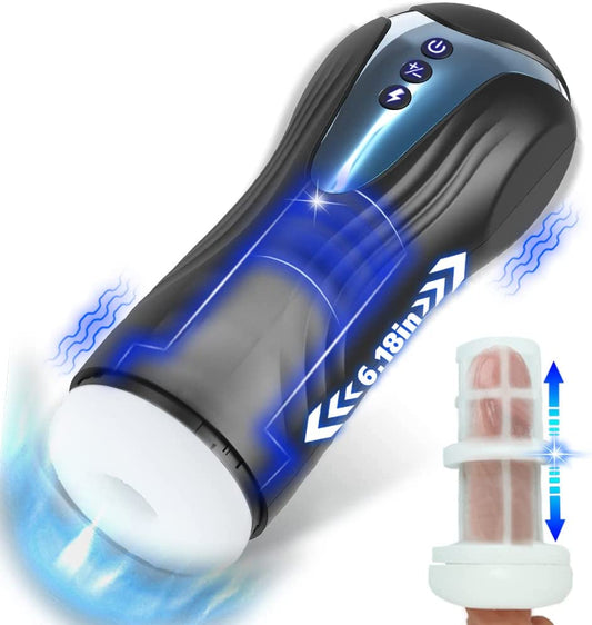 Full Body Automatic Male Masturbator Cup, MXUXEN Male Masturbators Penis Stroker with 7 Thrusting Vibrating, Blowjob Pocket Pussy with Textured Sleeve for Men's Masturbation Pleasure, Sex Toys for Men