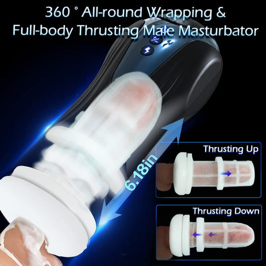 Full Body Automatic Male Masturbator Cup, MXUXEN Male Masturbators Penis Stroker with 7 Thrusting Vibrating, Blowjob Pocket Pussy with Textured Sleeve for Men's Masturbation Pleasure, Sex Toys for Men